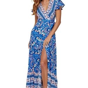 Boho Floral Wrap Dress